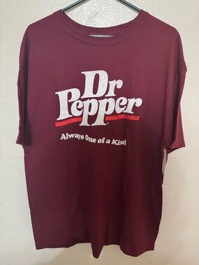 Dr Pepper Burgundy Men's T-Shirt XL Cotton Graphic Logo